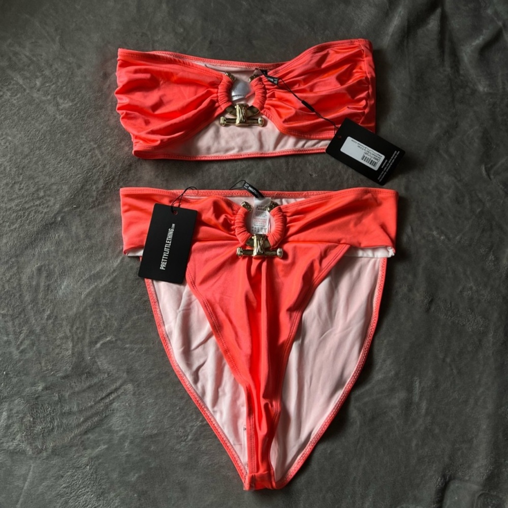 Prettylittlething Coral Bikini Set